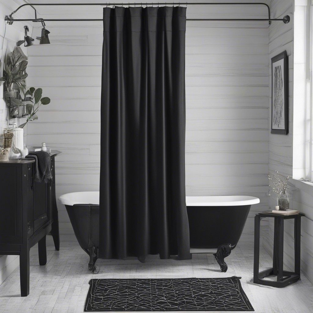 Sleek and sophisticated black curtains enhancing room ambiance.
