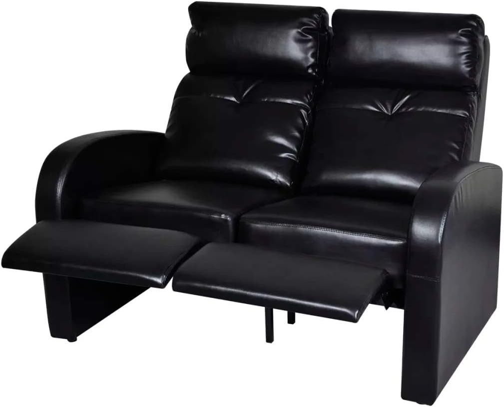 black leather couch with recliners