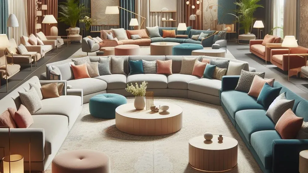 A modern sectional sofa with a chaise lounge, showcasing different types of sofas.
